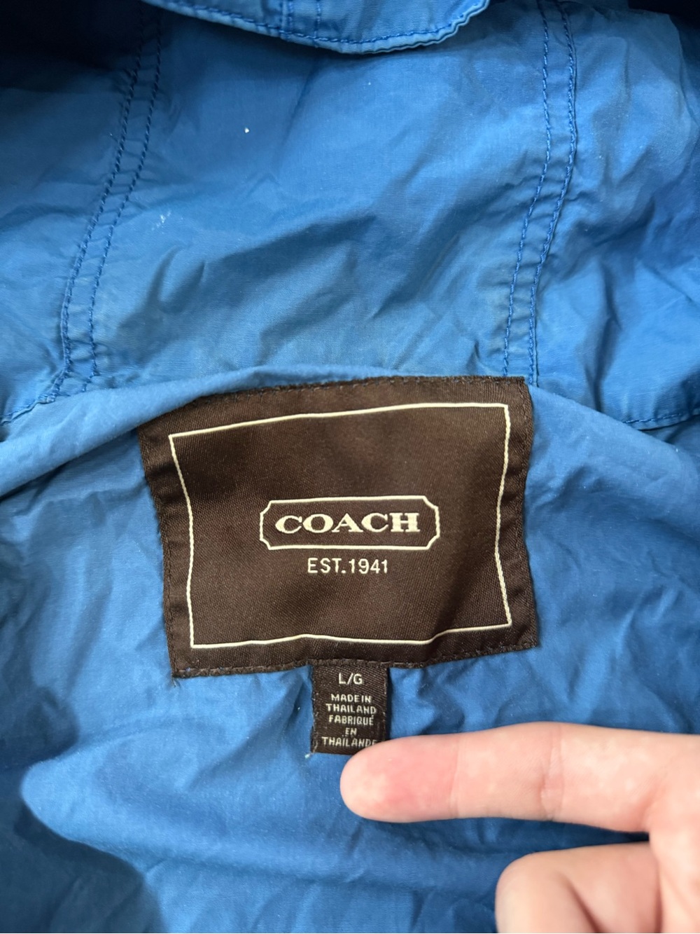 Vintage Coach NYC Hooded Lightweight Windbreaker Blue L - Picture 7 of 13